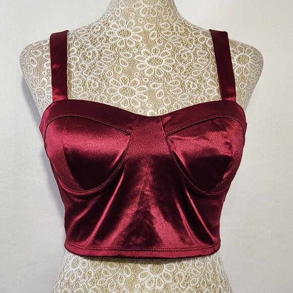 Trixxi Women's Size M Merlot Satin Adjustable Strap Padded Cup Bralette Coquette - Picture 2 of 11